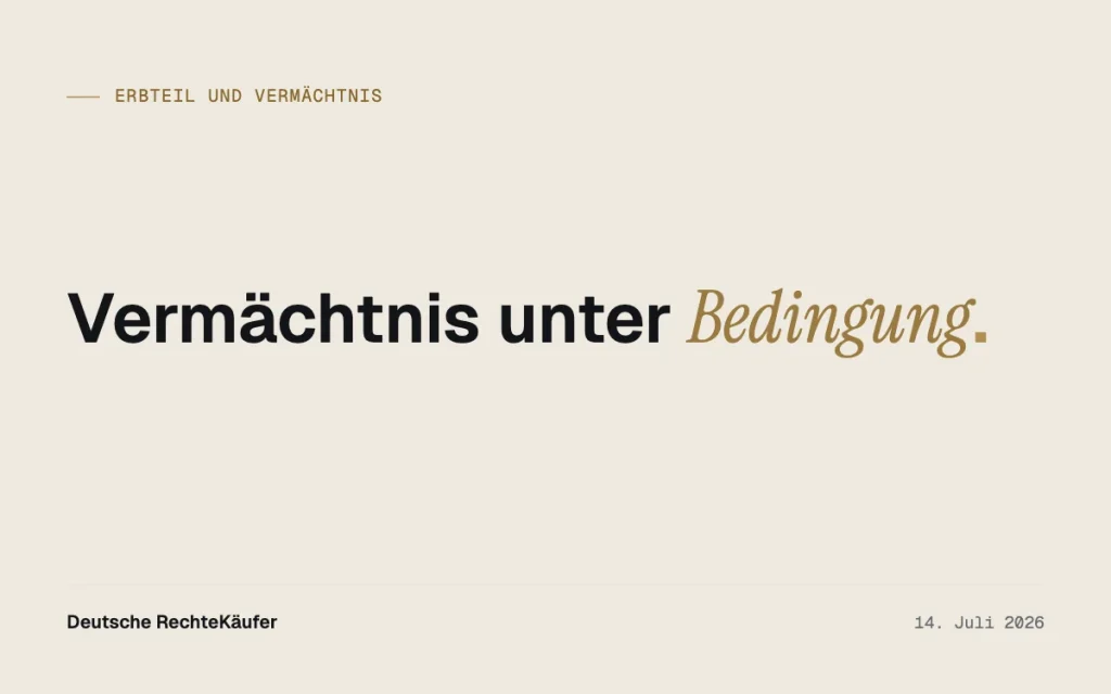 Bedingtes Vermächtnis verkaufen: Geld schon vor dem Stichtag